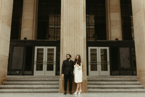 Winter Engagement Session Downtown Grand Rapids including outfit inspiration and posing inspiration
